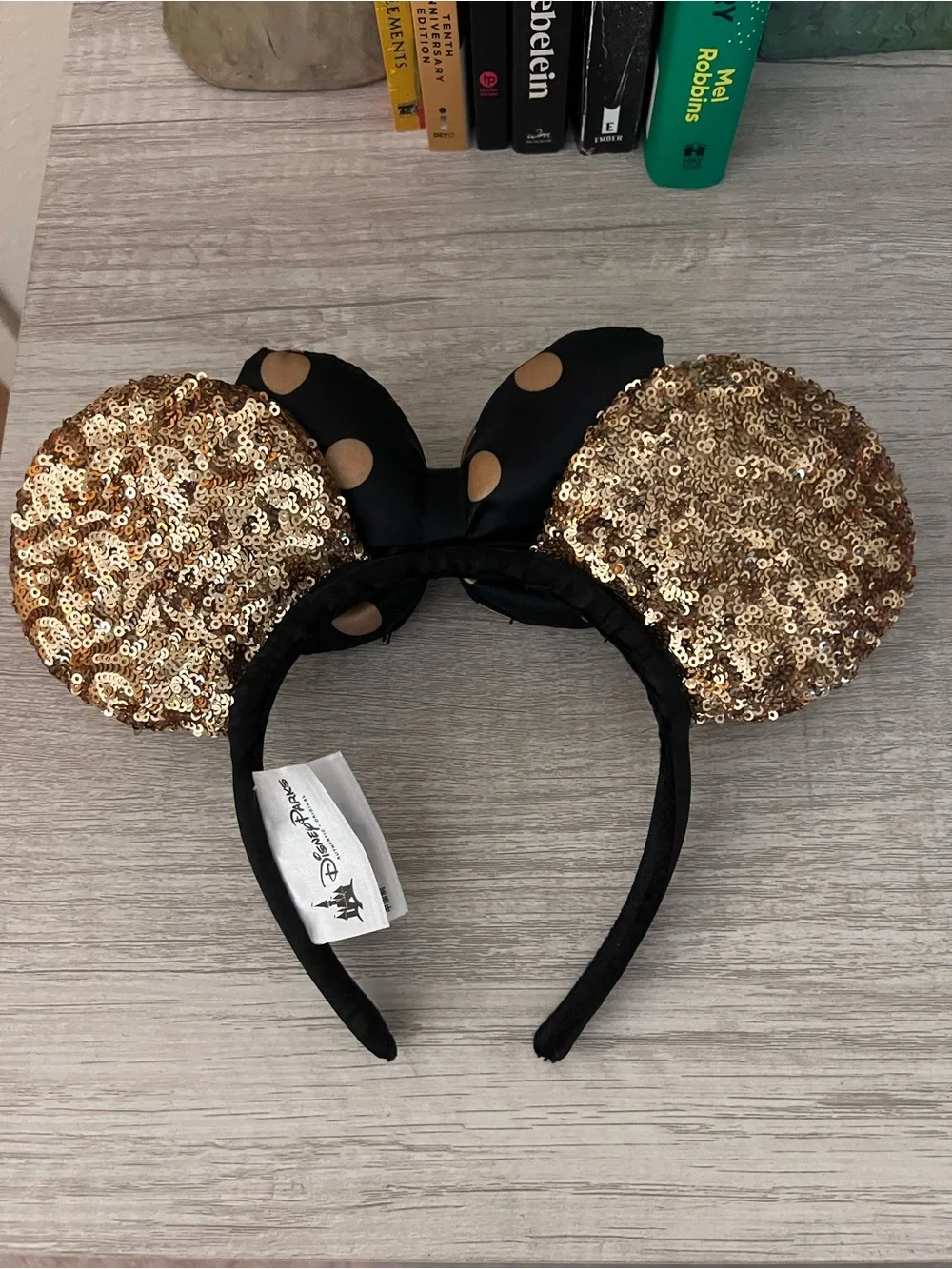 Disney Black and Gold Sequin Minnie Ears Headband
